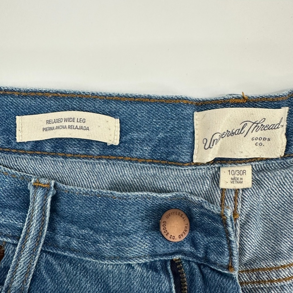 Universal Thread Jeans Womens 10/30R Blue Denim Wide-Leg Relaxed Fit 5-Pocket - Picture 5 of 10